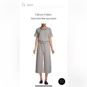 Eileen Fisher Classic Collar Wide Leg Jumpsuit in Size